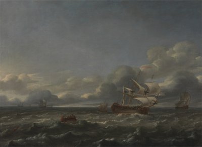 Navires de guerre par vent fort - Jan Theunisz Blankerhoff